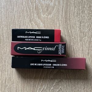 MAC Cosmetics Lustreglass and Love Me Lipstick Set - Red and Pink